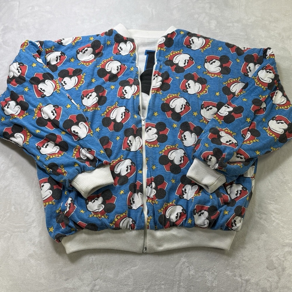 Vintage Reversible Mickey Mouse‎ Zip Up Bomber Jacket All Over Print 80s 90s